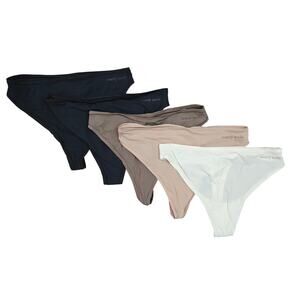 Nearly Nude Pack of 5 Microfiber Thong Womens Medium